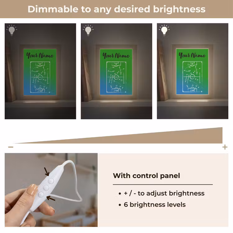 Voetbal - Tactiek - Spel - Groen - Blauw Light Box met kabel (Kinderlampje) klein -USP_dimbaarEN