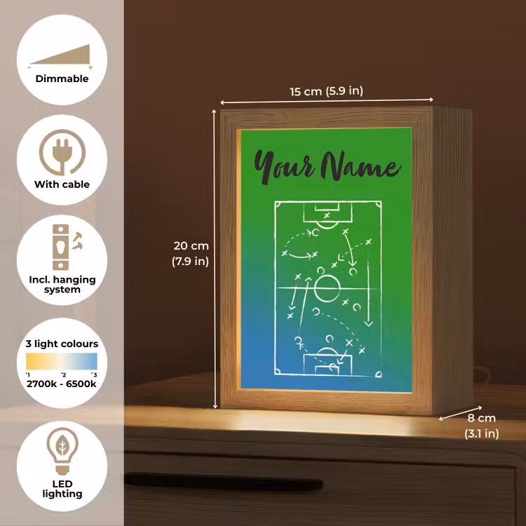 Voetbal - Tactiek - Spel - Groen - Blauw Light Box met kabel (Kinderlampje) klein -USP_EN