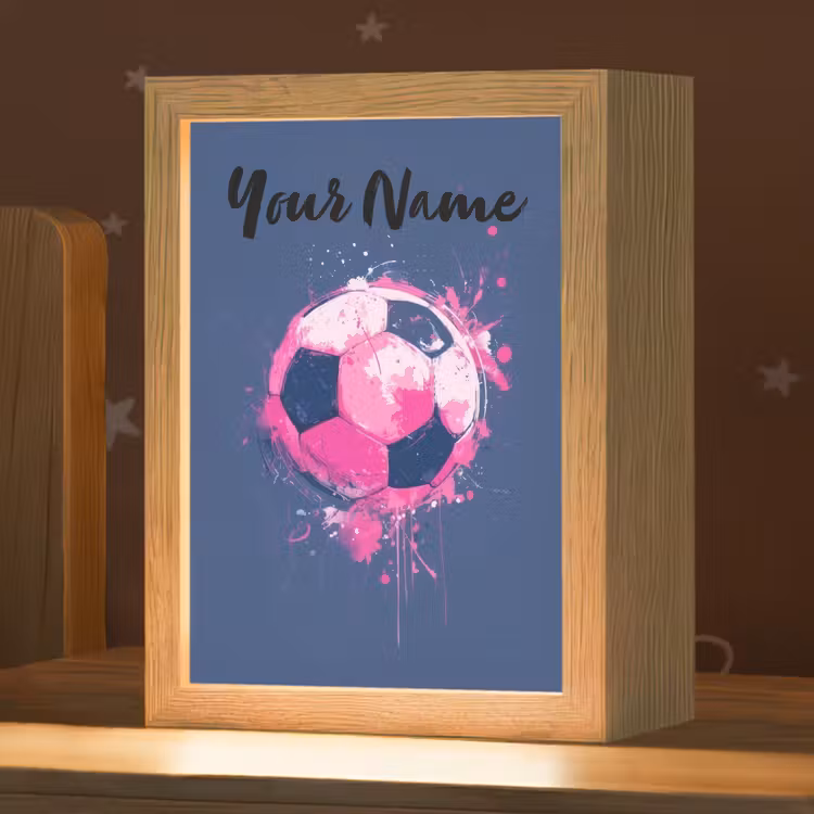 Voetbalvibes - Verf - Roze - Blauw Light Box met kabel (Kinderlampje) klein -zzz_3d_website