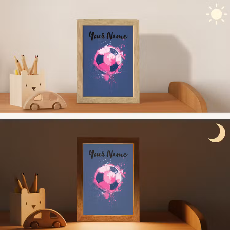 Voetbalvibes - Verf - Roze - Blauw Light Box met kabel (Kinderlampje) klein -sfeer3_kind