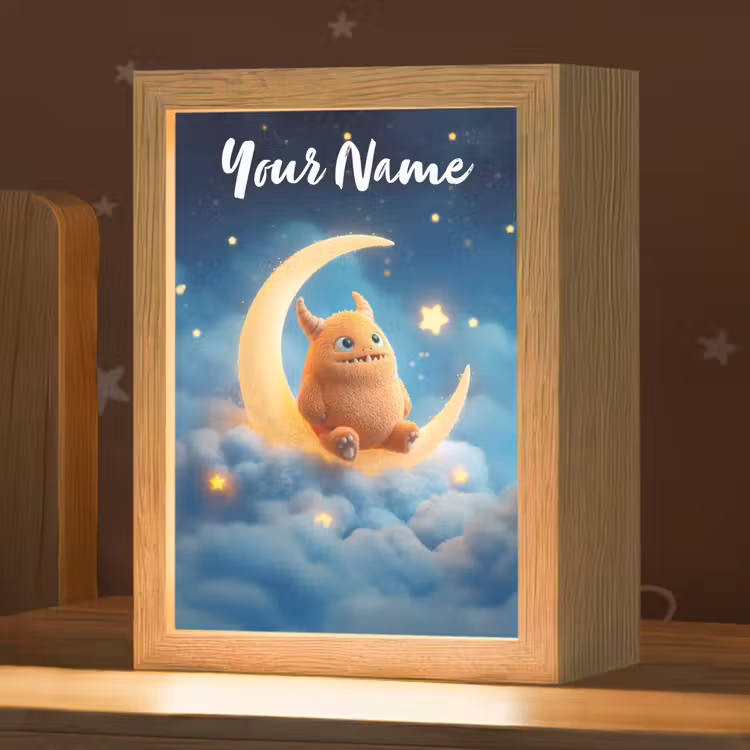 Knuffel - Monster - Maan - Wolken Light Box met kabel (Kinderlampje) klein -zzz_3d_website