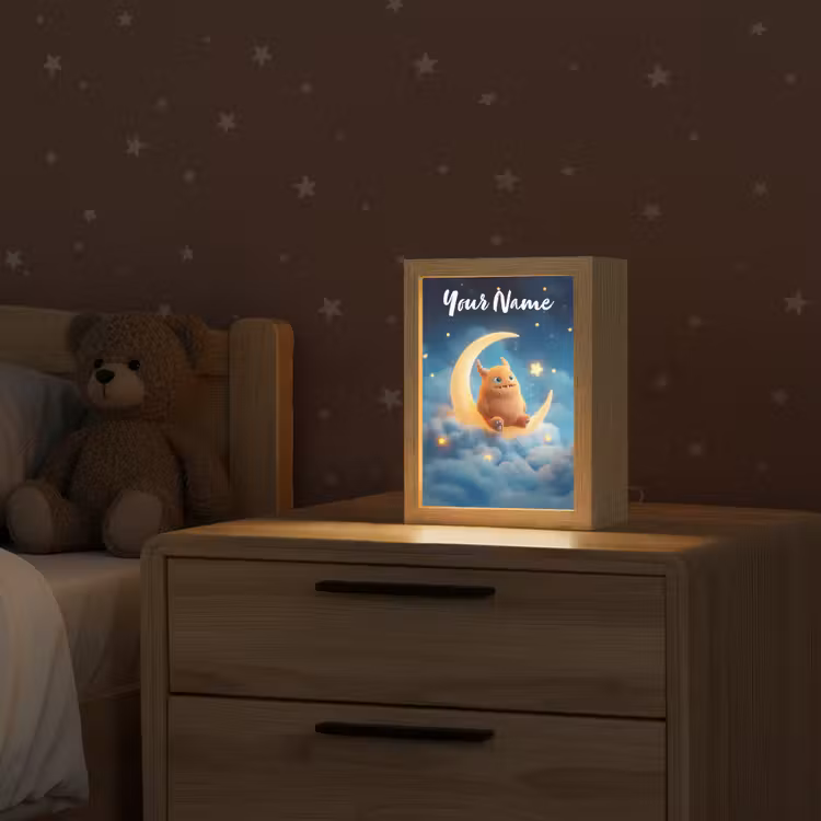 Knuffel - Monster - Maan - Wolken Light Box met kabel (Kinderlampje) klein -sfeer1_kind