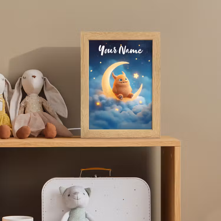 Knuffel - Monster - Maan - Wolken Light Box met kabel (Kinderlampje) klein -sfeer2_kind