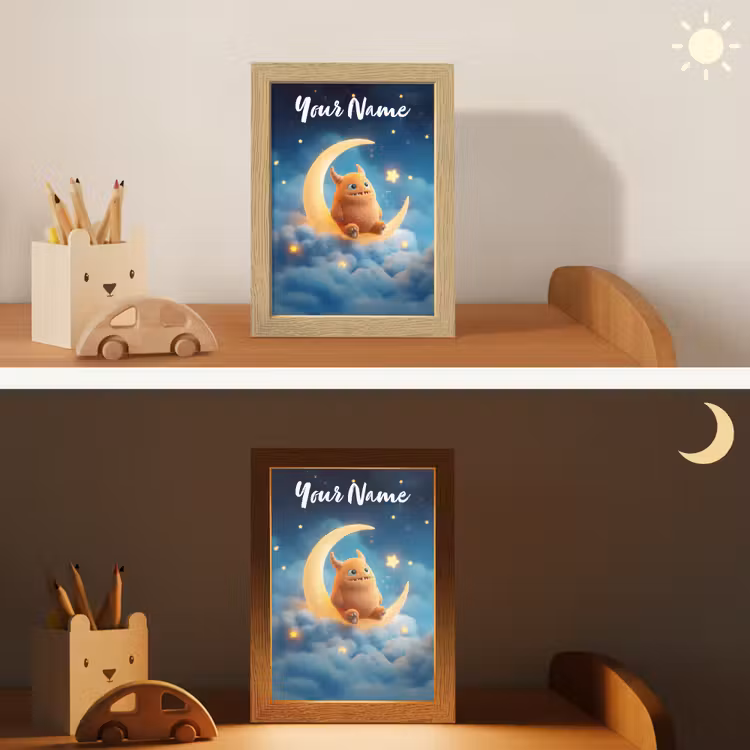 Knuffel - Monster - Maan - Wolken Light Box met kabel (Kinderlampje) klein -sfeer3_kind