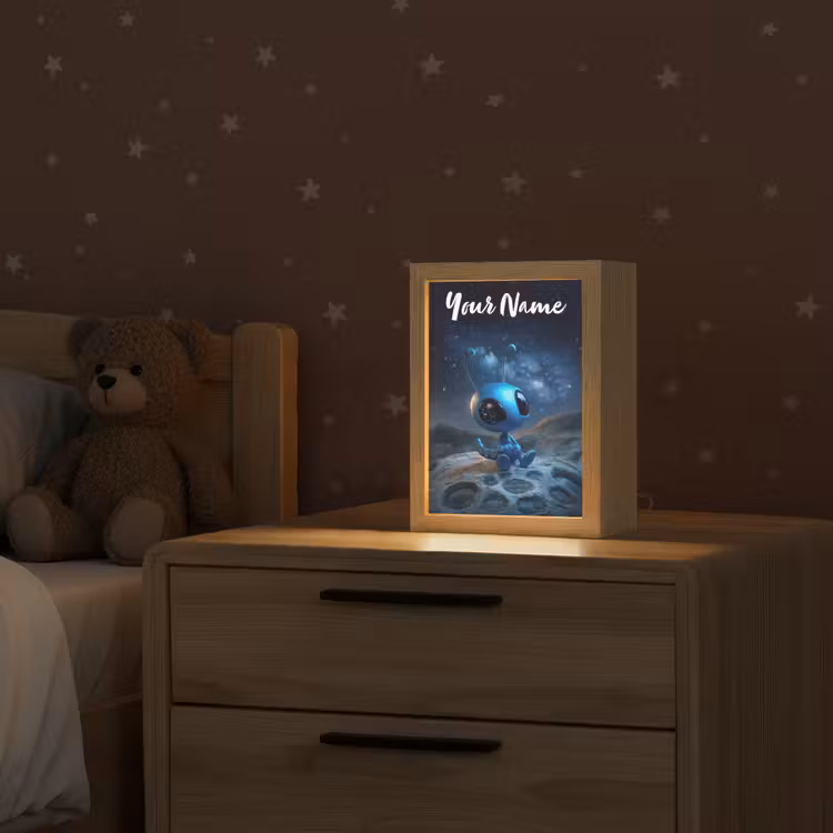 Ruimtewezen - Blauw - Galaxy Light Box met kabel (Kinderlampje) klein -sfeer1_kind