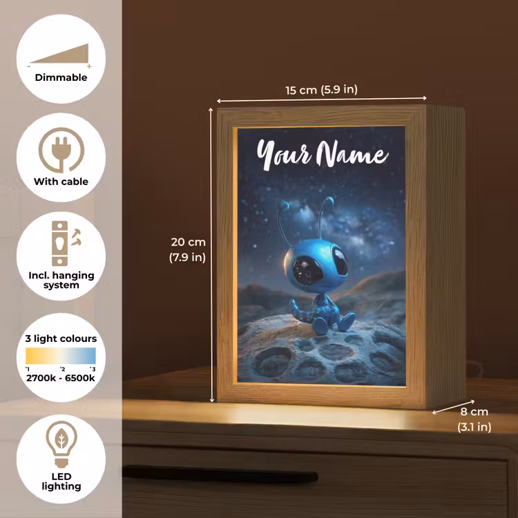 Ruimtewezen - Blauw - Galaxy Light Box met kabel (Kinderlampje) klein -USP_EN