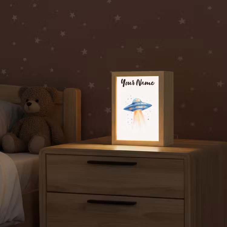 Ruimte - Ufo - Sterren Light Box met kabel (Kinderlampje) klein -sfeer1_kind
