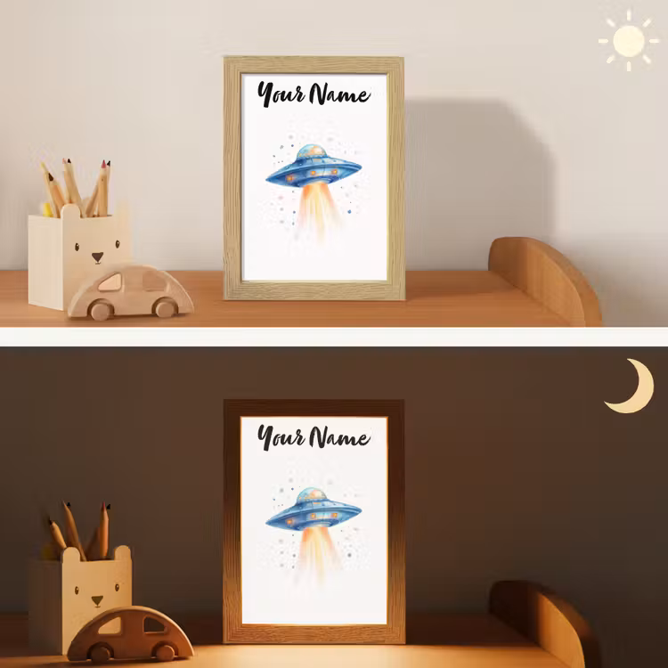 Ruimte - Ufo - Sterren Light Box met kabel (Kinderlampje) klein -sfeer3_kind