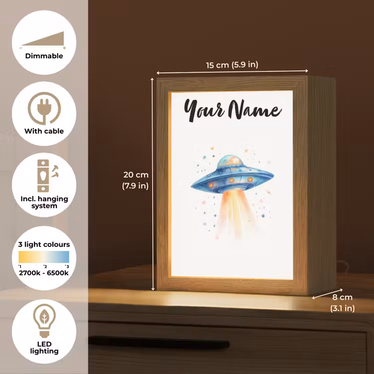 Ruimte - Ufo - Sterren Light Box met kabel (Kinderlampje) klein -USP_EN