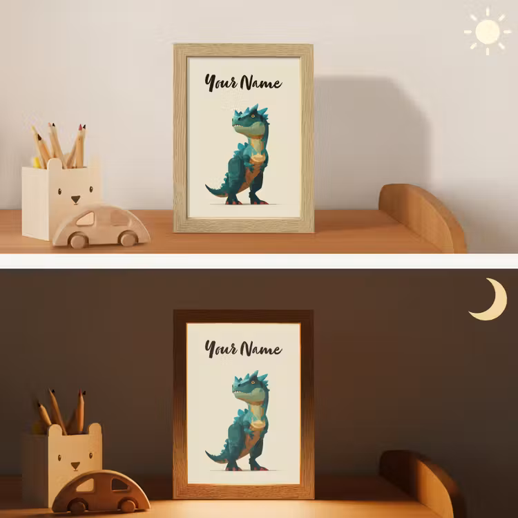 Stekels - Dino - Blauw - Gespierd Light Box met kabel (Kinderlampje) klein -sfeer3_kind