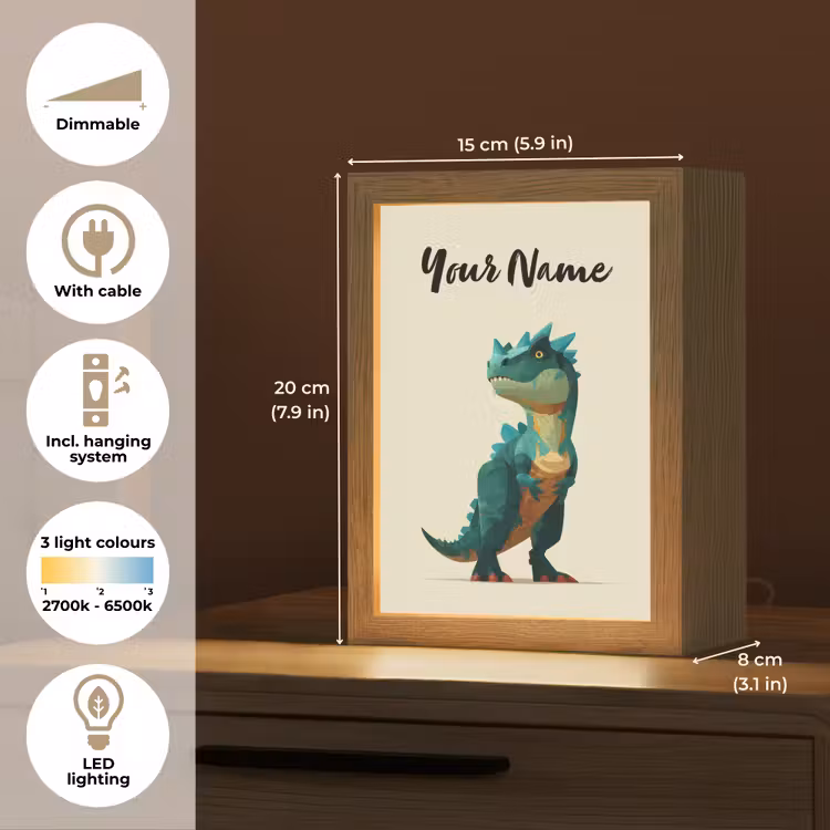 Stekels - Dino - Blauw - Gespierd Light Box met kabel (Kinderlampje) klein -USP_EN