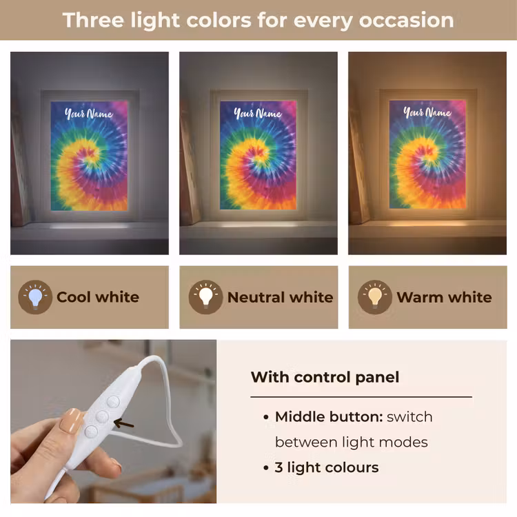Spiraal - Regenboog - Kleurrijk Light Box met kabel (Kinderlampje) klein -USP_lichtkleurEN