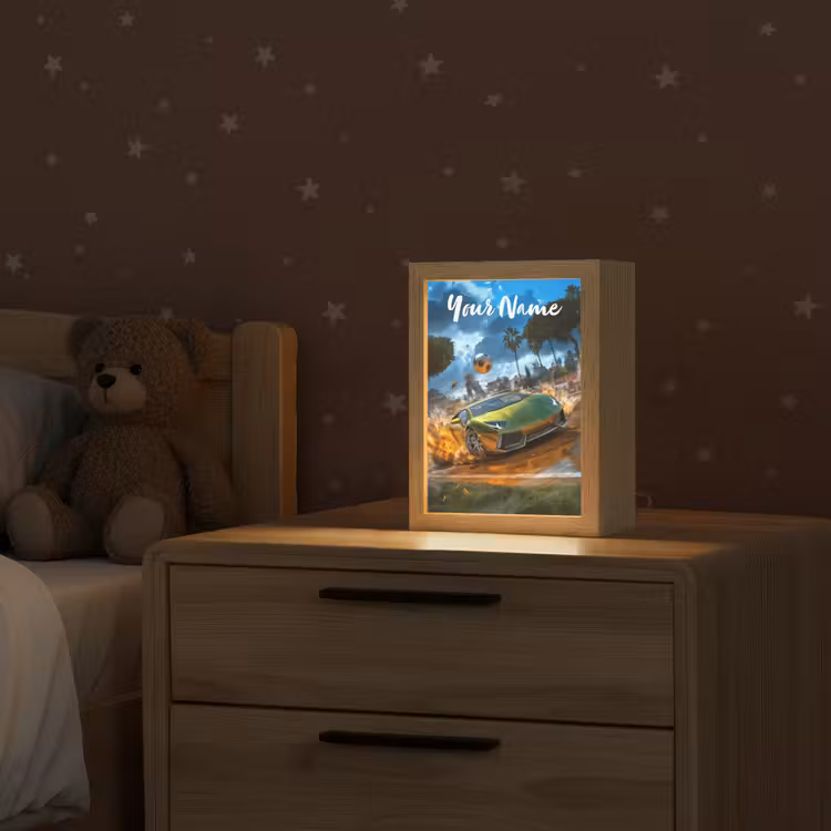 Sportwagen - Groen - Voetbal Light Box met kabel (Kinderlampje) klein -sfeer1_kind