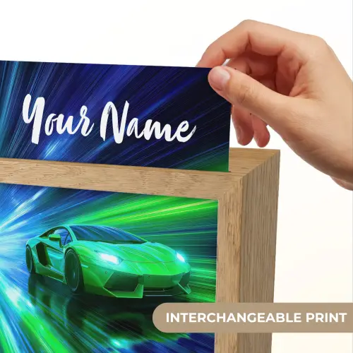 Sportauto - Groen - Snelheidslijnen - Neon Light Box met kabel (Kinderlampje) klein -USP_websiteprintEN