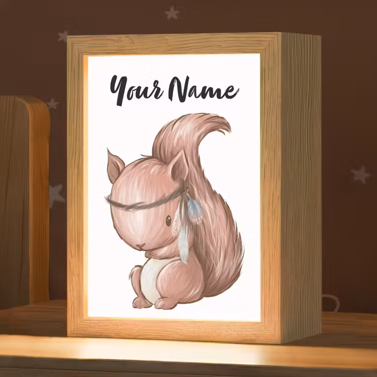 Eekhoorn - Dier - Bosdieren - Bruin Light Box met kabel (Kinderlampje) klein -zzz_3d_website