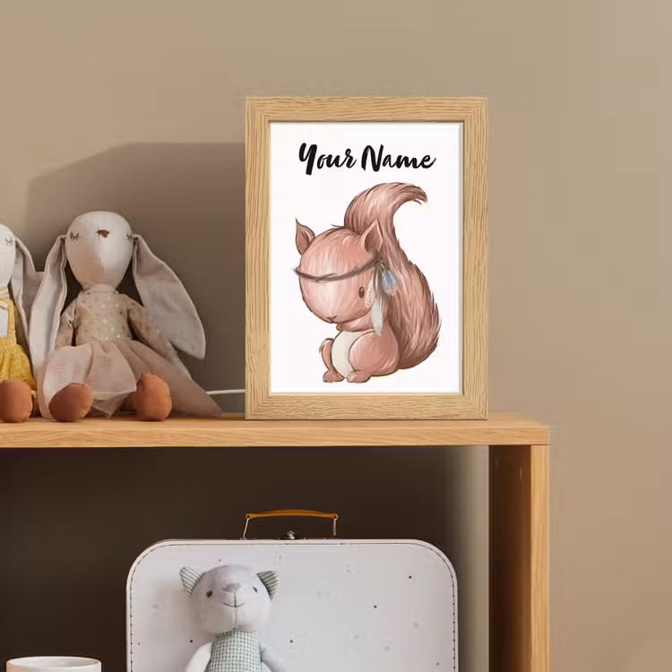 Eekhoorn - Dier - Bosdieren - Bruin Light Box met kabel (Kinderlampje) klein -sfeer2_kind