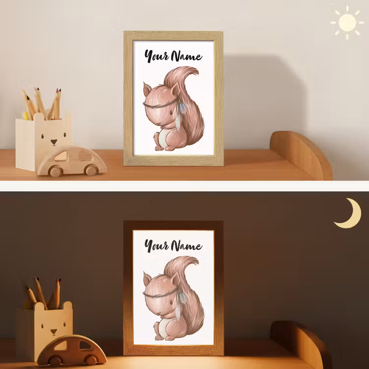Eekhoorn - Dier - Bosdieren - Bruin Light Box met kabel (Kinderlampje) klein -sfeer3_kind
