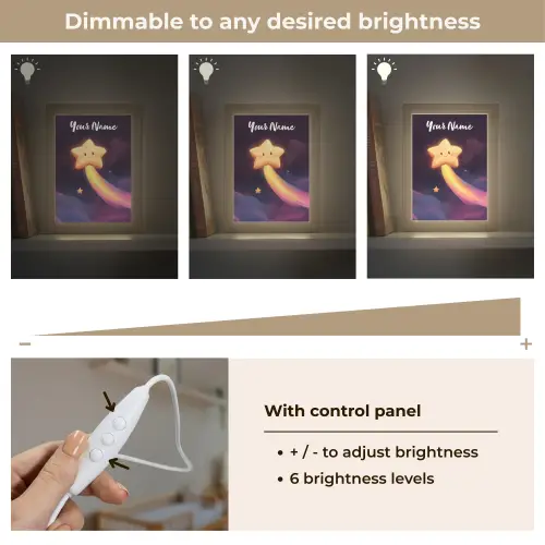 Ster - Gezichtje - Lichtgevend Light Box met kabel (Kinderlampje) klein -USP_dimbaarEN