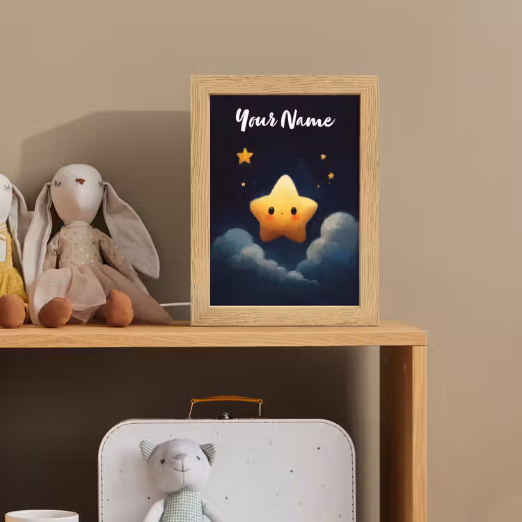 Ster - Gezichtje - Nacht - Wolken Light Box met kabel (Kinderlampje) klein -sfeer2_kind