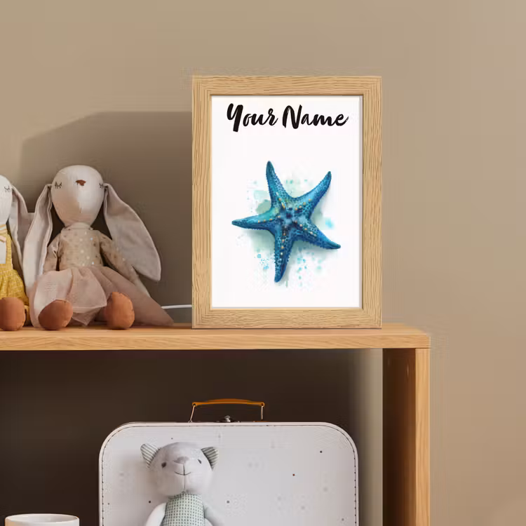 Zeester - Blauw - Spetters Light Box met kabel (Kinderlampje) klein -sfeer2_kind