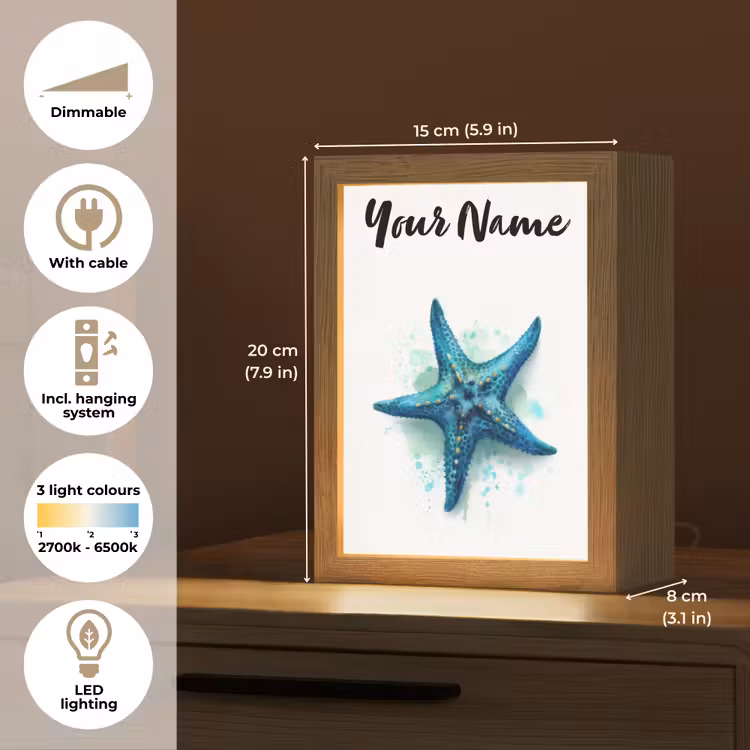 Zeester - Blauw - Spetters Light Box met kabel (Kinderlampje) klein -USP_EN