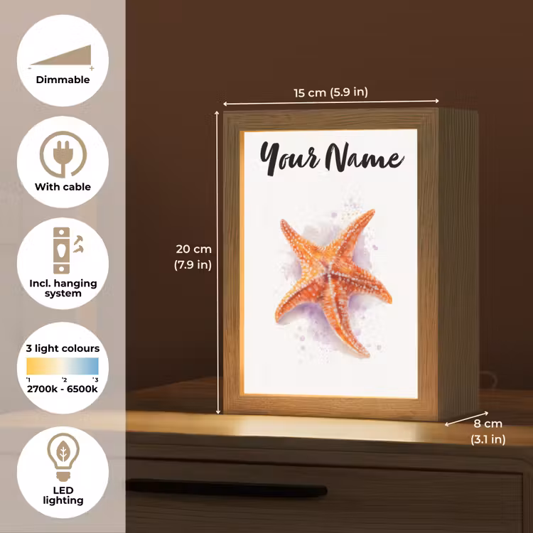 Zeester - Oranje - Paars Light Box met kabel (Kinderlampje) klein -USP_EN