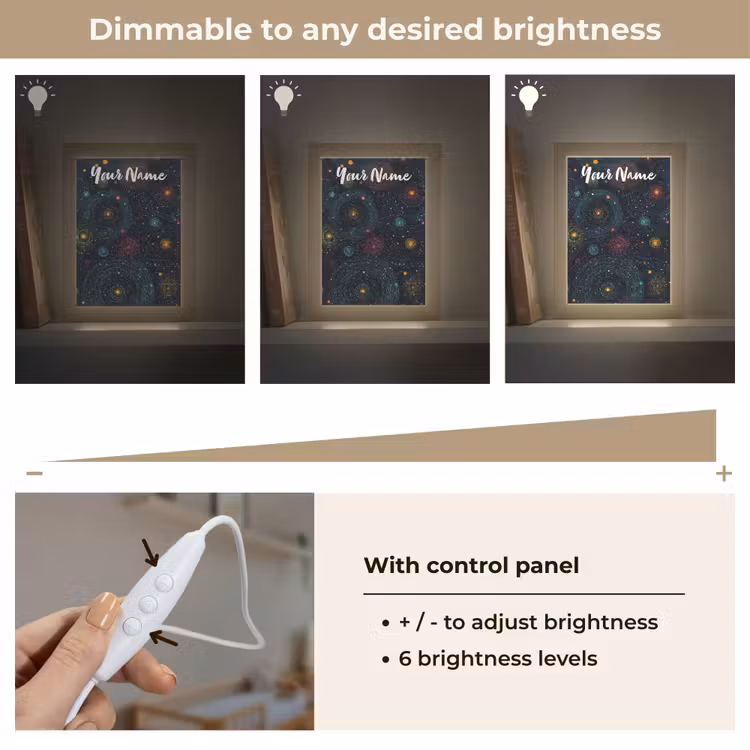 Sterren - Kleurrijk - Lichtgevende kernen Light Box met kabel (Kinderlampje) klein -USP_dimbaarEN