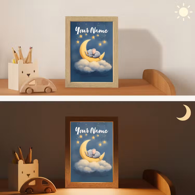 Sterren - Olifant - Maan - Wolken Light Box met kabel (Kinderlampje) klein -sfeer3_kind