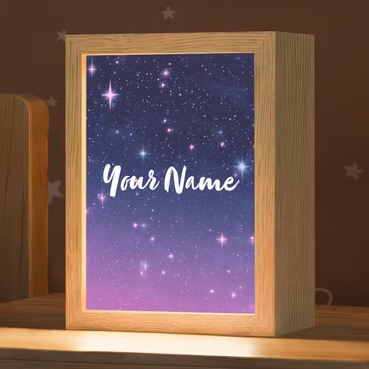Sterren - Galaxy - Blauw - Roze Light Box met kabel (Kinderlampje) klein -zzz_3d_website