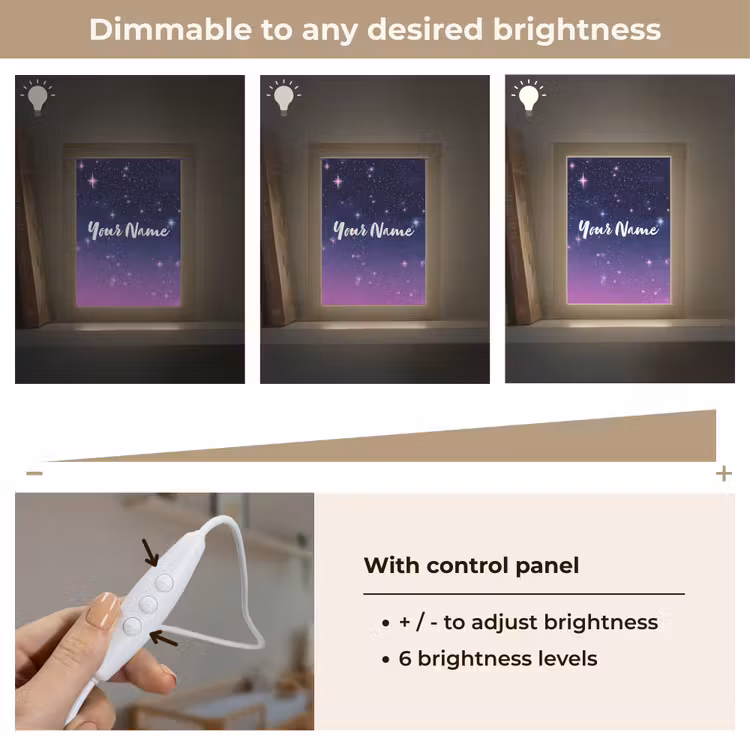 Sterren - Galaxy - Blauw - Roze Light Box met kabel (Kinderlampje) klein -USP_dimbaarEN