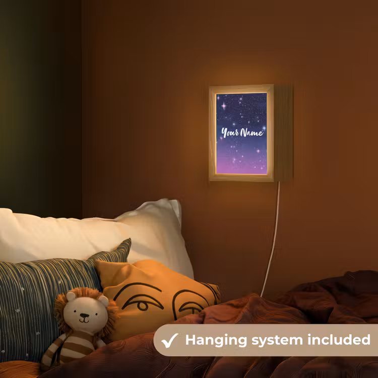 Sterren - Galaxy - Blauw - Roze Light Box met kabel (Kinderlampje) klein -sfeer5_kind_EN