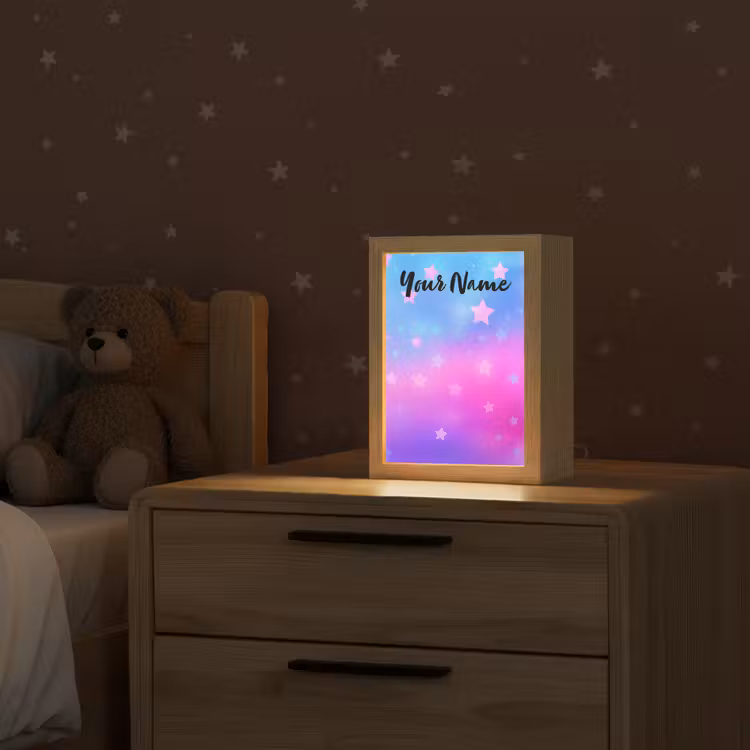 Sterren - Roze - Blauw Light Box met kabel (Kinderlampje) klein -sfeer1_kind