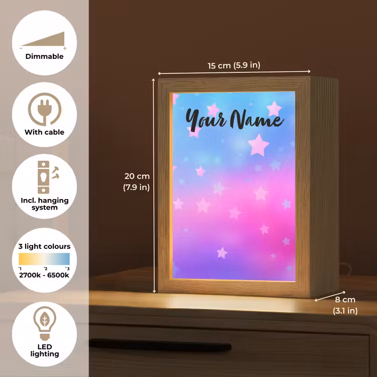 Sterren - Roze - Blauw Light Box met kabel (Kinderlampje) klein -USP_EN