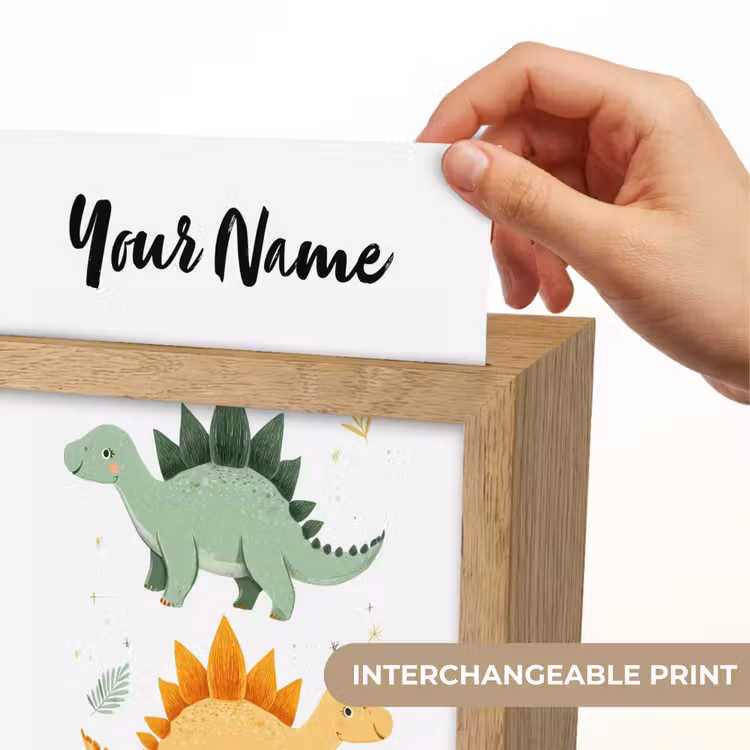 Stegosaurus - Sterren - Bladeren - Minimalistisch Light Box met kabel (Kinderlampje) klein -USP_websiteprintEN