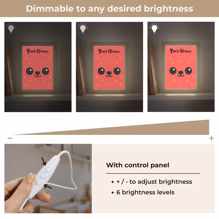Aardbei - Gezichtje - Rood Light Box met kabel (Kinderlampje) klein -USP_dimbaarEN