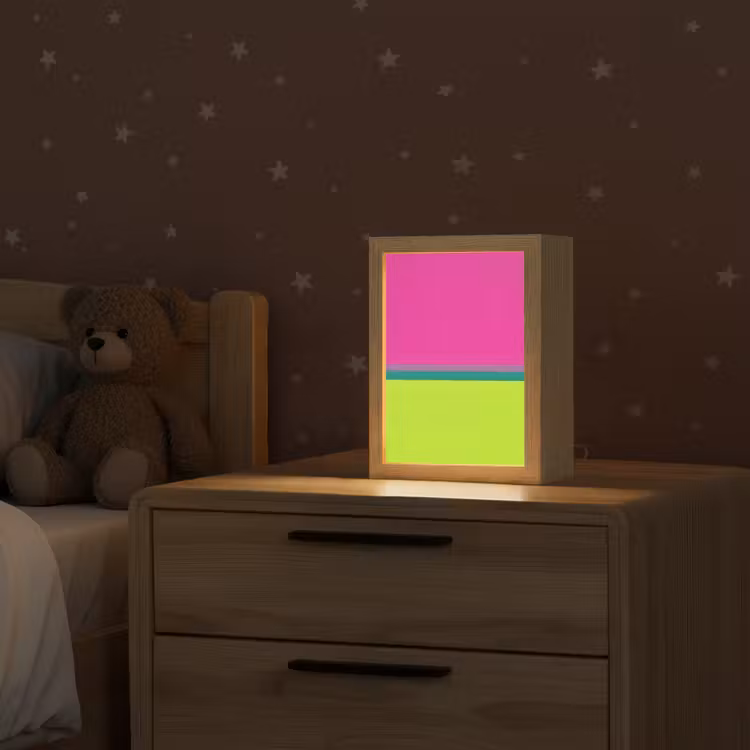 Strepen - Modern - Kleurrijk Light Box met kabel (Kinderlampje) klein -sfeer1_kind