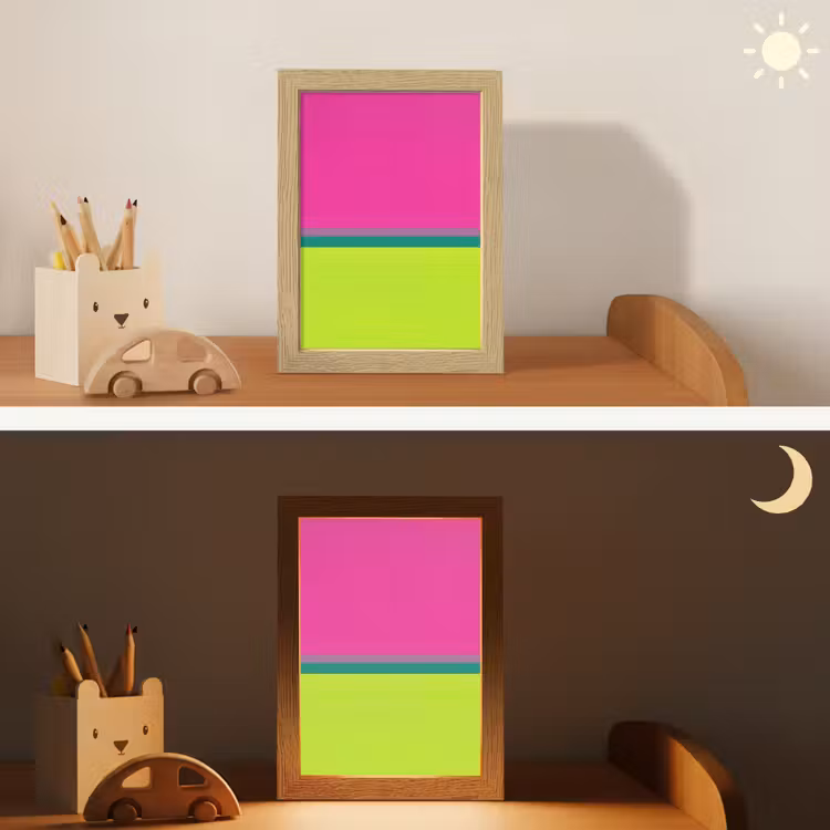 Strepen - Modern - Kleurrijk Light Box met kabel (Kinderlampje) klein -sfeer3_kind