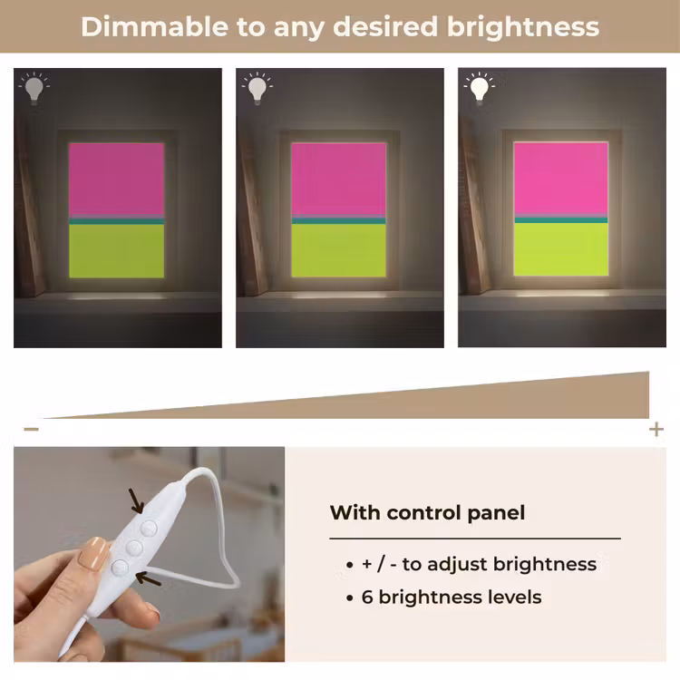 Strepen - Modern - Kleurrijk Light Box met kabel (Kinderlampje) klein -USP_dimbaarEN