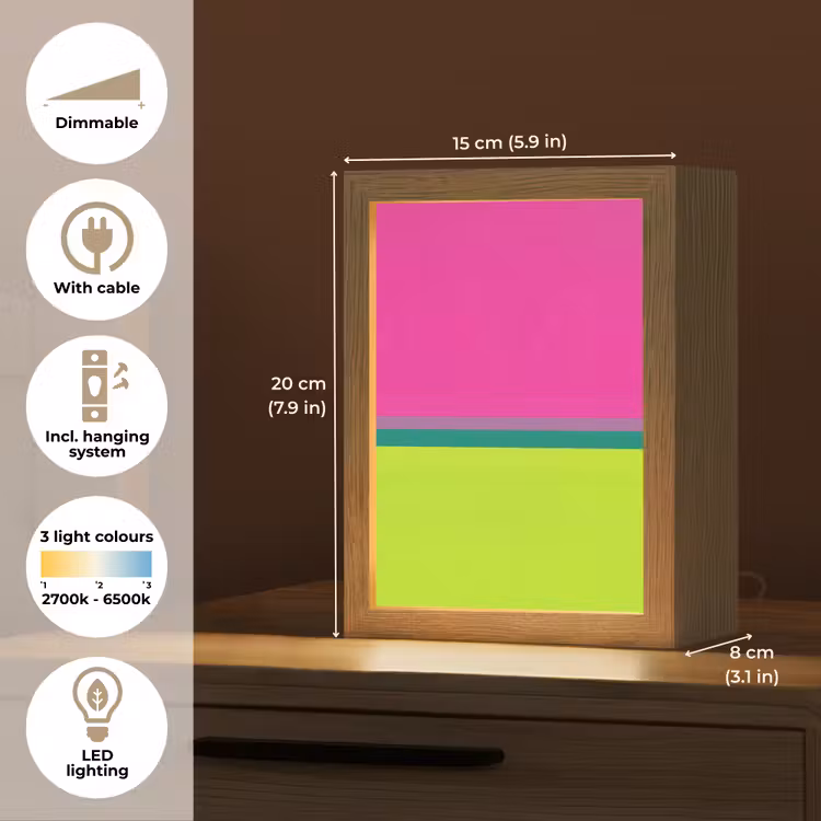 Strepen - Modern - Kleurrijk Light Box met kabel (Kinderlampje) klein -USP_EN