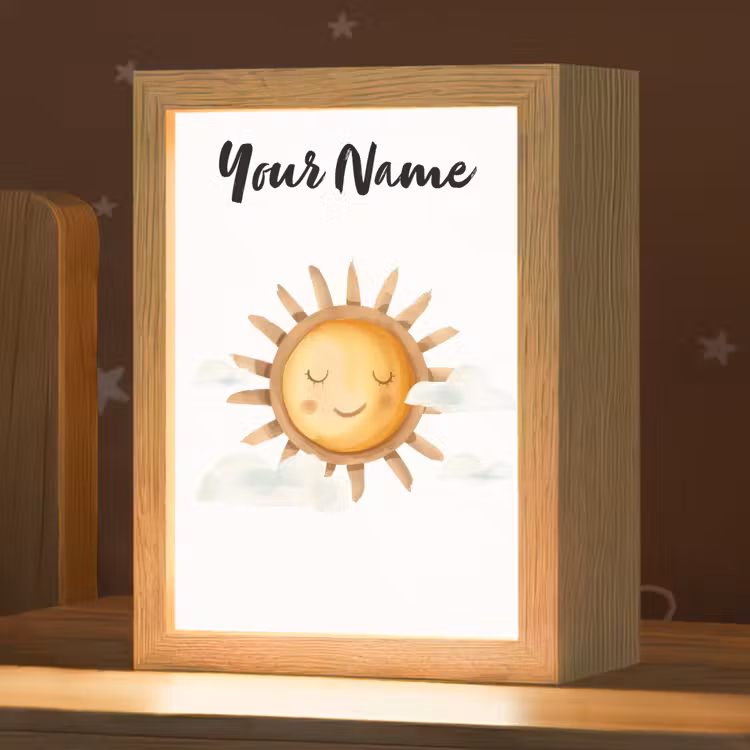 Zon - Wolken - Pastel kleuren Light Box met kabel (Kinderlampje) klein -zzz_3d_website