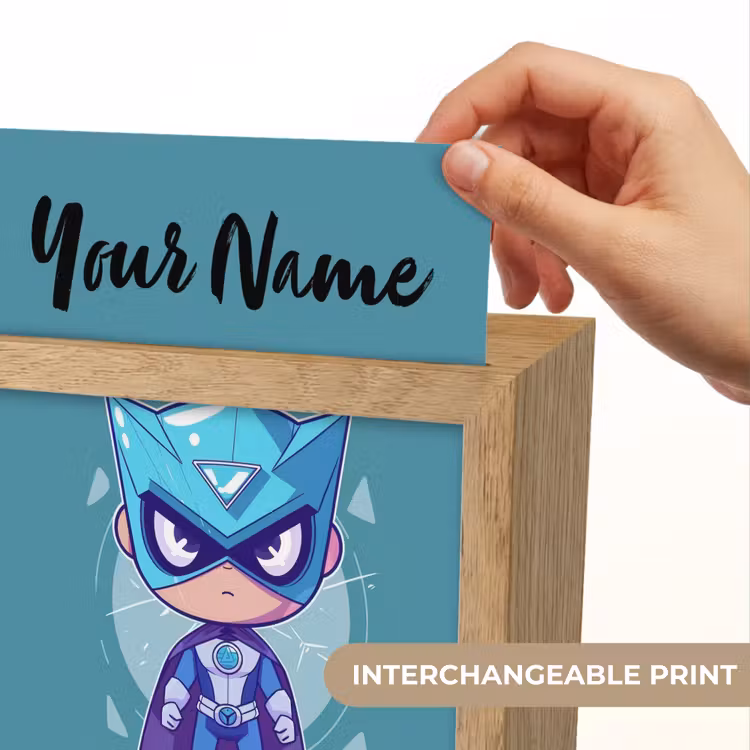 Superheld - Blauw - Jongens Light Box met kabel (Kinderlampje) klein -USP_websiteprintEN