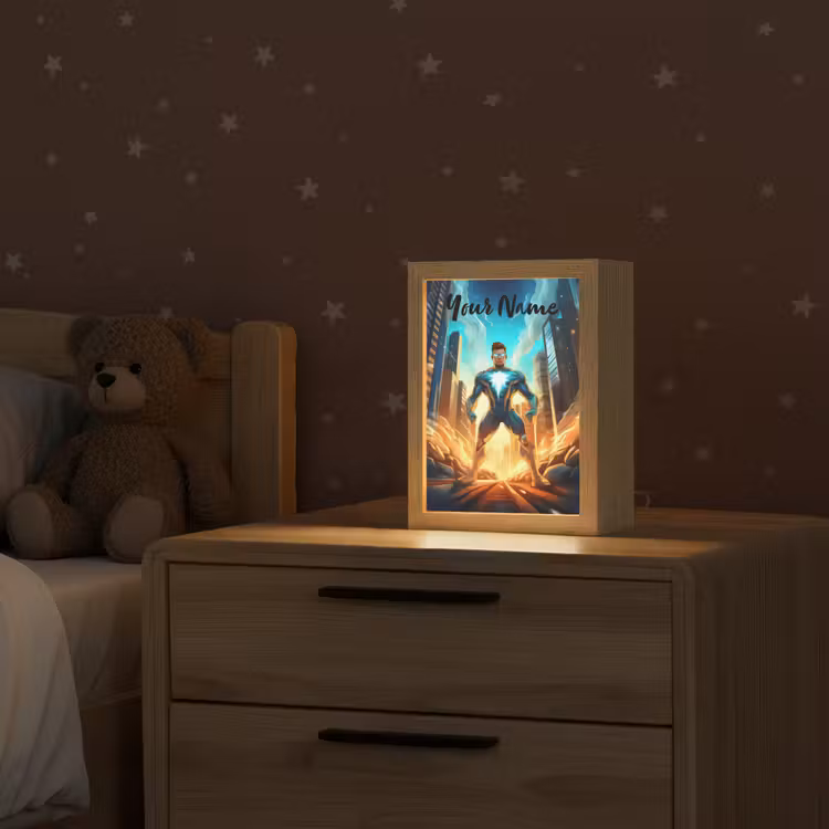 Superhelden - Kinderen - Jongens Light Box met kabel (Kinderlampje) klein -sfeer1_kind