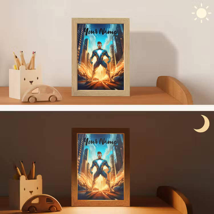 Superhelden - Kinderen - Jongens Light Box met kabel (Kinderlampje) klein -sfeer3_kind