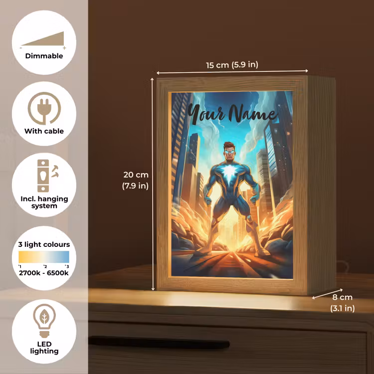 Superhelden - Kinderen - Jongens Light Box met kabel (Kinderlampje) klein -USP_EN