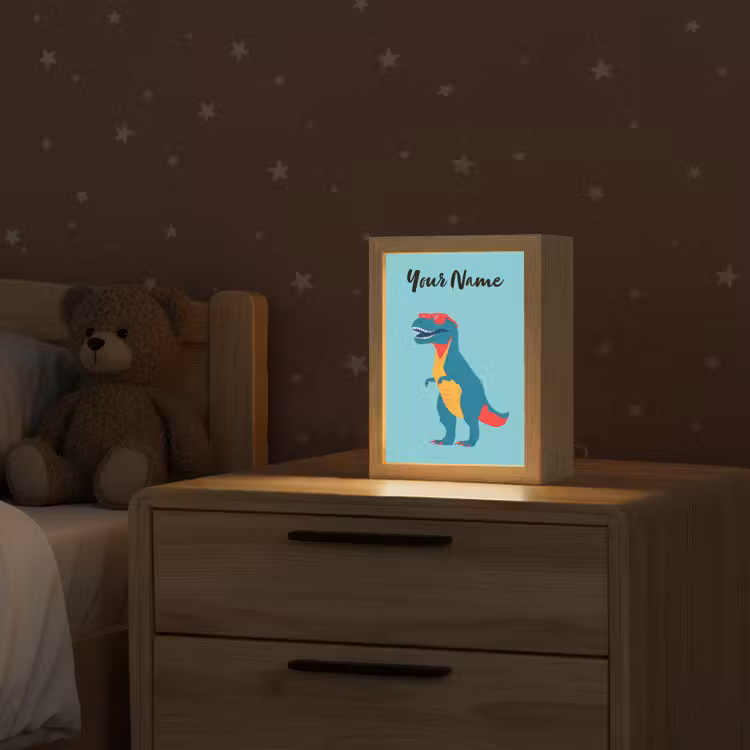 T-Rex - Zonnebril - Blauw - Glimlach Light Box met kabel (Kinderlampje) klein -sfeer1_kind