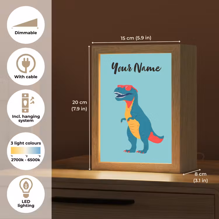 T-Rex - Zonnebril - Blauw - Glimlach Light Box met kabel (Kinderlampje) klein -USP_EN
