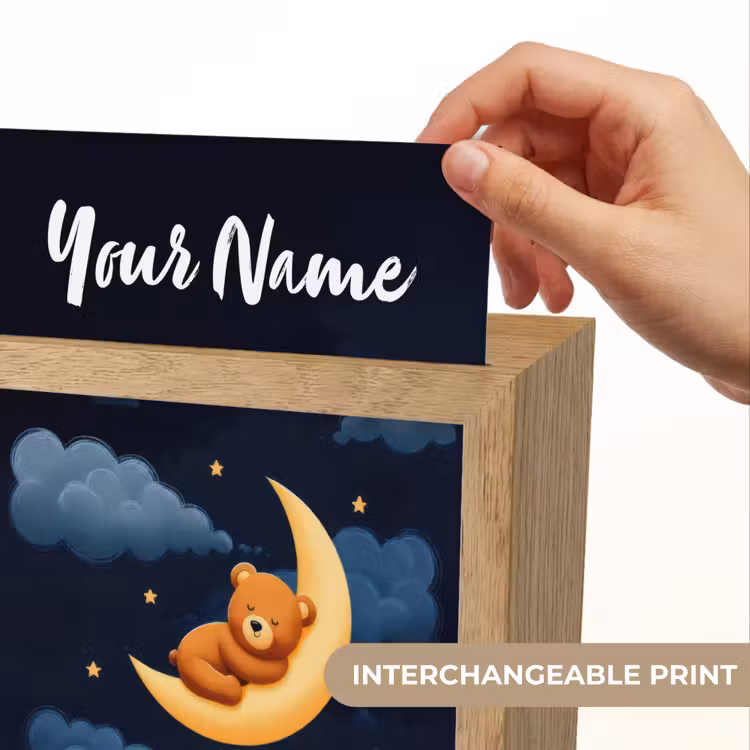 Teddybeer - Maan - Wolken - Sterren Light Box met kabel (Kinderlampje) klein -USP_websiteprintEN