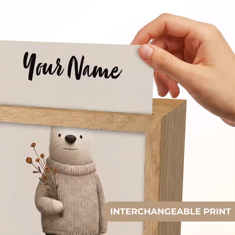 Knuffelbeer - Oranje bloemen - Vriendelijk Light Box met kabel (Kinderlampje) klein -USP_websiteprintEN