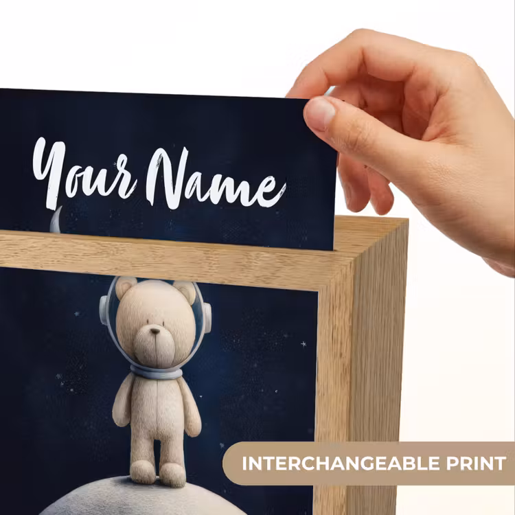 Teddybeer - Ruimtehelm - Maan - Sterren Light Box met kabel (Kinderlampje) klein -USP_websiteprintEN