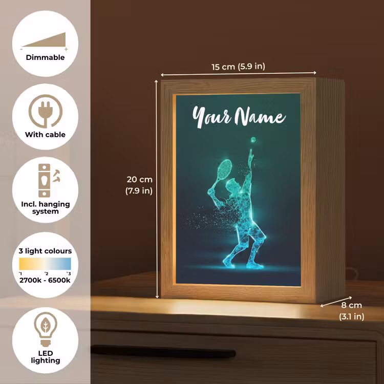 Tennis - Futuristisch - Sport - Neon Light Box met kabel (Kinderlampje) klein -USP_EN